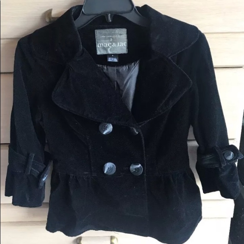 Mac&jac double breasted 3/4 velvet jacket Black 4